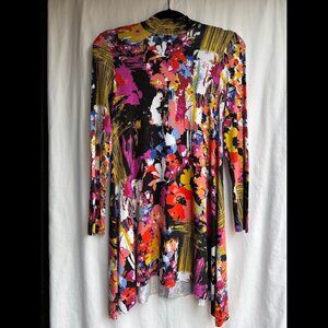 Clayton LA Boutique Mock Neck Long Sleeve Dress S Made in USA Abstract Floral